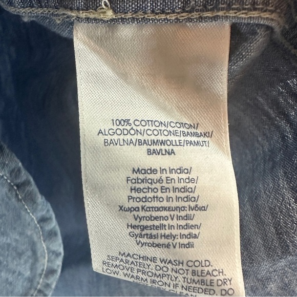 Chaps Women's Denim Jean Long Sleeve Button Front Shirt 100% Cotton Petite XL - Picture 7 of 11